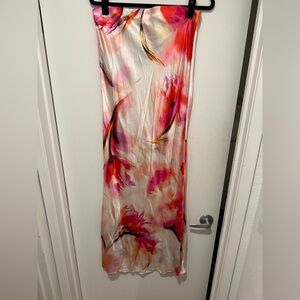 NBD Pink, Coral & Yellow Floral Satin Dress